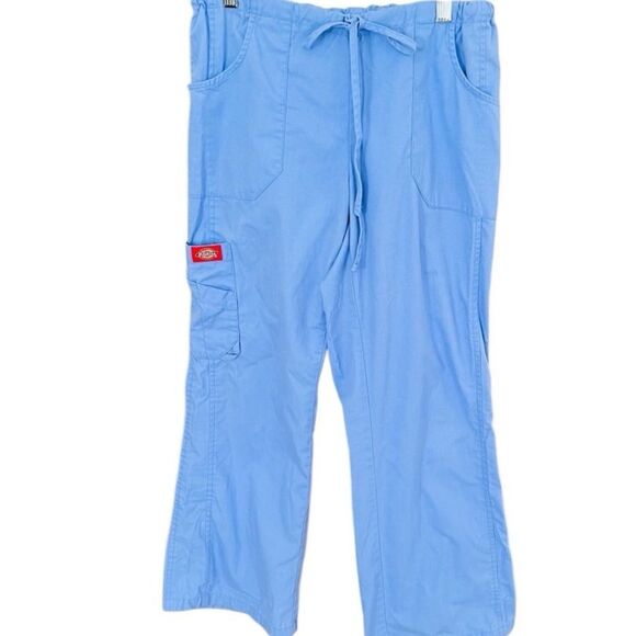 Dickies Blue Soft Works Fit Drawstring Cargo Scrub pants size small petite - Picture 1 of 4